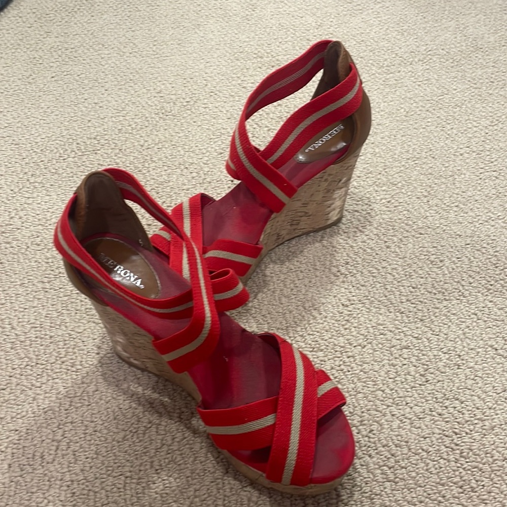 Merona: Red + Beige Wedges